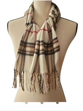 V Fraas Casmink Plaid Scarf 70 x 10 Made in Germany